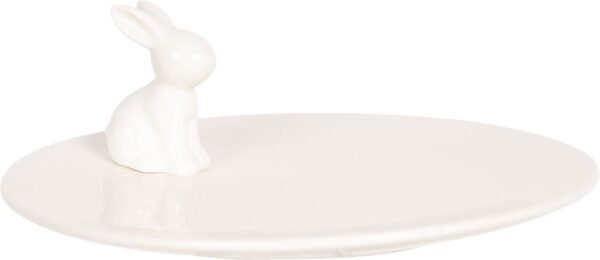 Clayre & Eef Serveerschaal 6CE1018 Ø 19*7 cm - Wit Porselein PresenteerschaalDienbladDecoratie Schaal