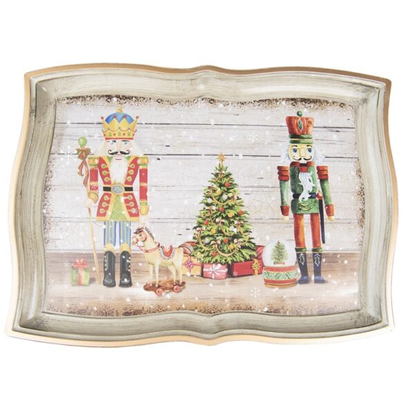 65110 DEKO ACCESSOIRES 43*32*2 CM ROT GRÜN KUNSTSTOFF NUSSKNACKER SERVIER SCHALE