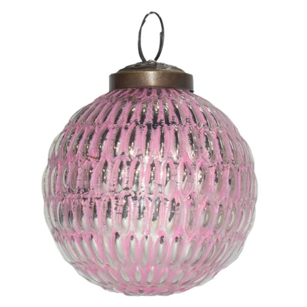 6GL3768 WEIHNACHTSBAUM DEKO Ø 7 CM ROSA GLAS WEIHNACHTSDEKO