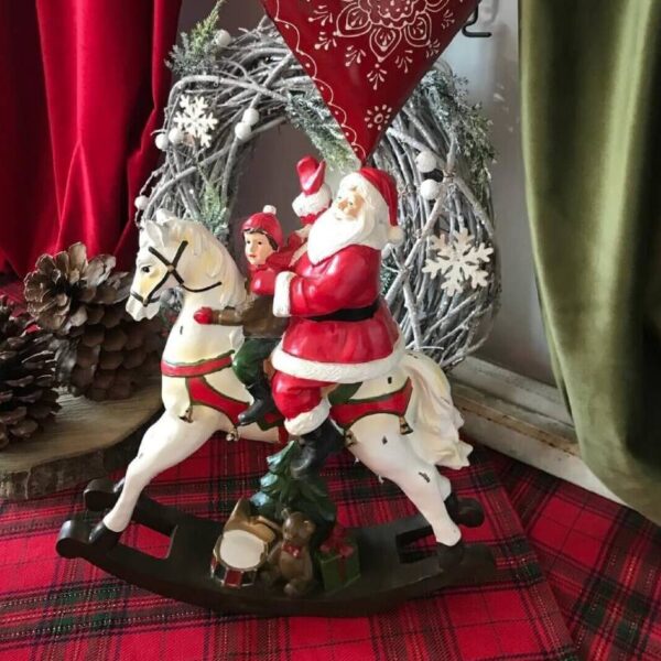 Clayre & Eef XXP0150 Weihnachtsmann auf Schaukelpferd 29 * 10 * 30 cm