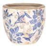 6CE1031M BLOEMPOT Ø 18X17 CM BLAUW BEIGE KERAMIEK BLOEMEN ROND BLOEMPOT BINNEN PLANTENPOT
