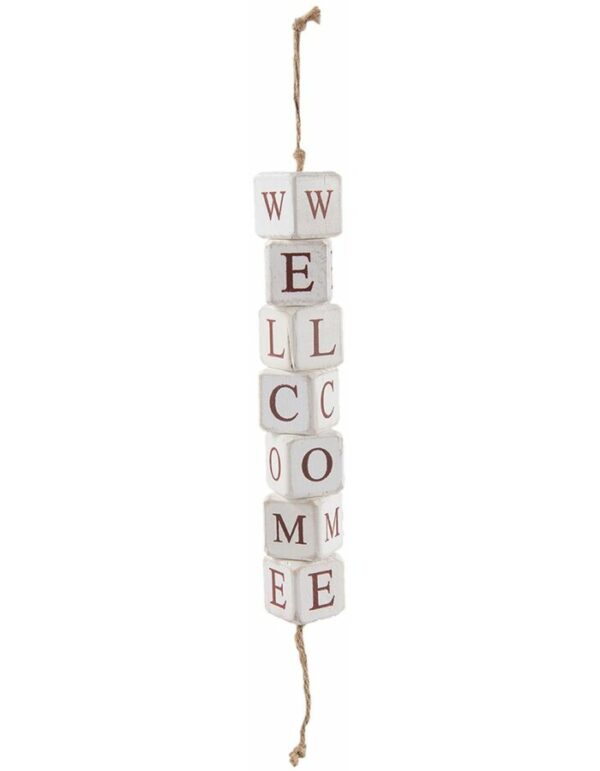 DECORATION HANGER WELCOME CLAYRE & EEF 6H1638 - 4X4X31 CM ANTIQUE WHITE