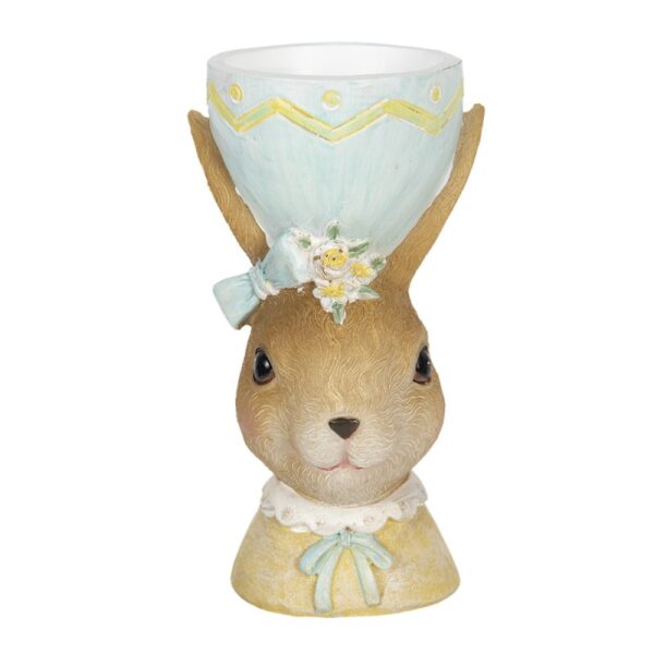 6PR3317 Clayre & Eef Eierdopje Konijn 7*7*12 cm Meerkleurig Kunststof Eierhouder